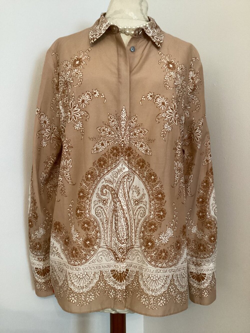 NWT KOBI HALPERIN MIMOSA BLOUSE in CHAI M SILK COTTON PAISLEY FLORAL PRINT $398